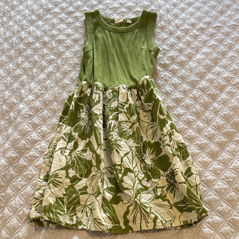 GAP Green Knit Bodice Floral Skirt Dress